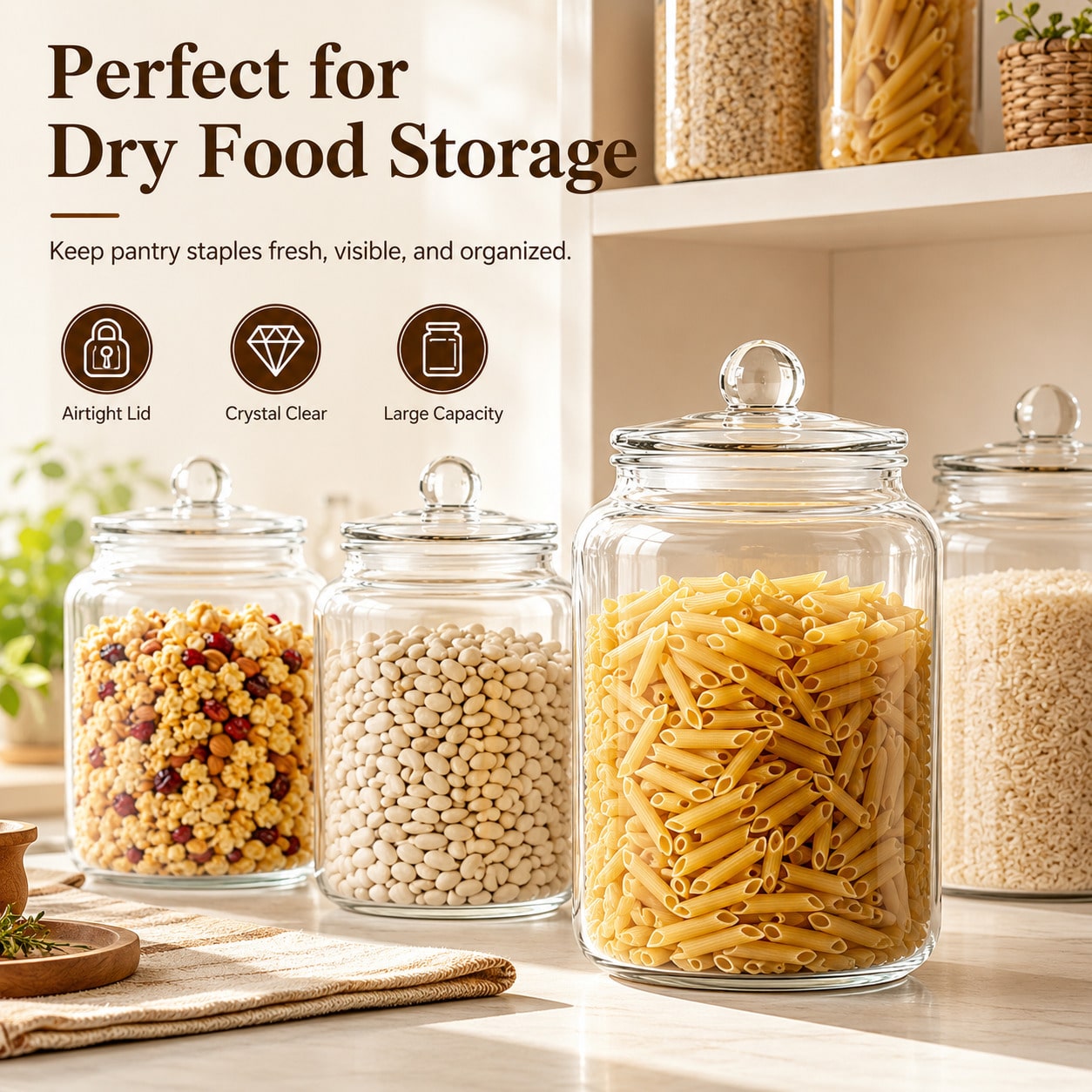 Glass Food Storage Xl - Duże przezroczyste szklane słoiki do przechowywania