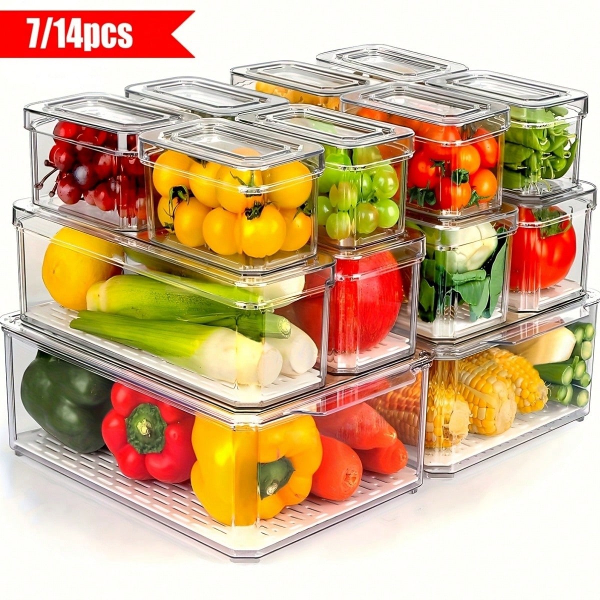 Food Storage Vegetables - 7/14-częściowy zestaw pojemników do lodówki z