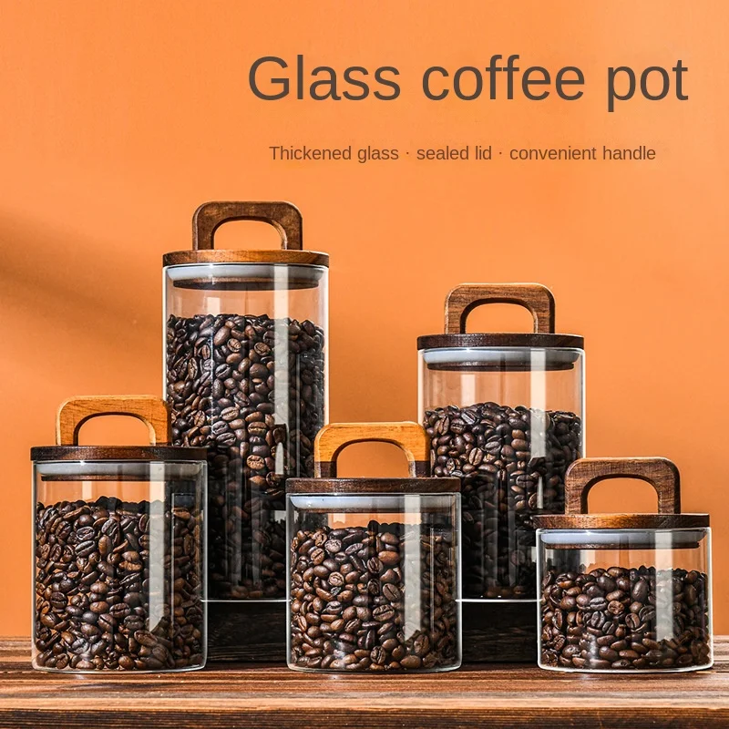 Glass Food Storage Xl - 700-2100ml Szklany słoik z drewnianą pokrywką